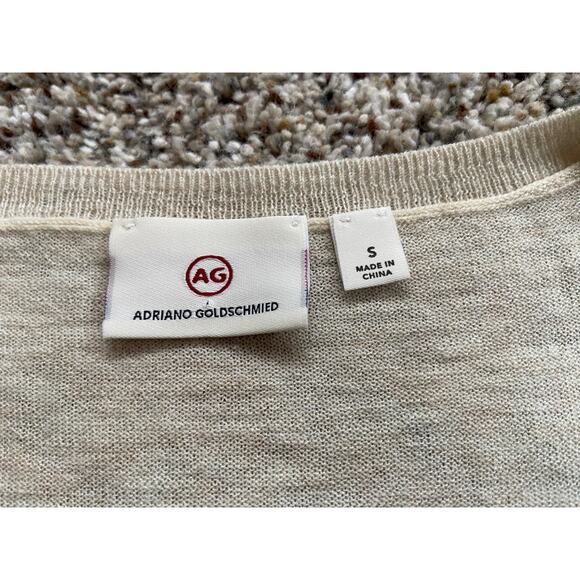 AG Adriano Goldschmied sz S Sweater Oversized 100% WOOL BOXY FIT Beige B25 - Picture 4 of 9